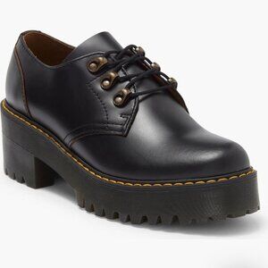 Dr. Martens Black Leona Lug Sole Platform Derby Oxford Shoes Women's Size 8 NEW